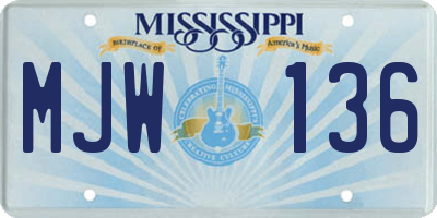 MS license plate MJW136