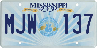 MS license plate MJW137