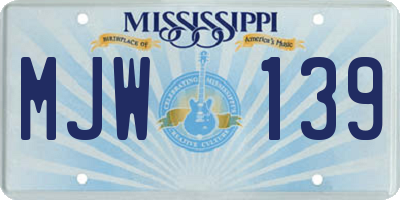 MS license plate MJW139