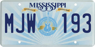 MS license plate MJW193