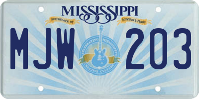 MS license plate MJW203