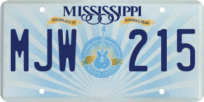 MS license plate MJW215