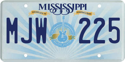 MS license plate MJW225