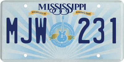 MS license plate MJW231