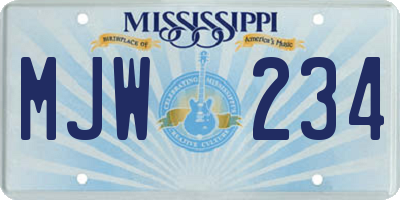 MS license plate MJW234