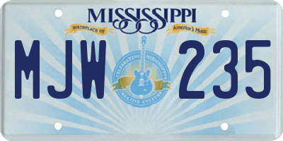 MS license plate MJW235
