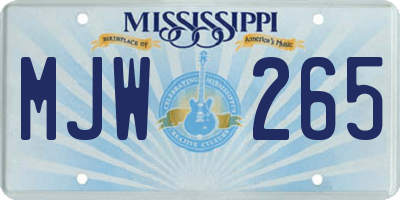 MS license plate MJW265