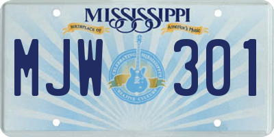 MS license plate MJW301