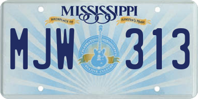 MS license plate MJW313