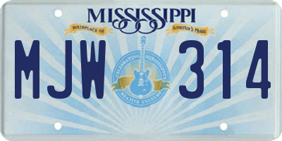 MS license plate MJW314