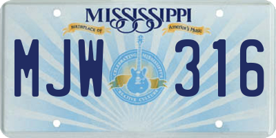 MS license plate MJW316