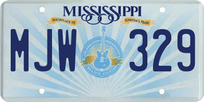 MS license plate MJW329