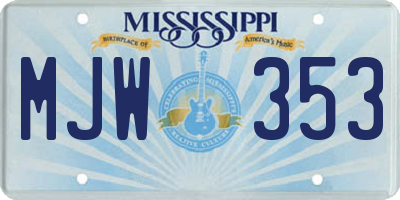 MS license plate MJW353