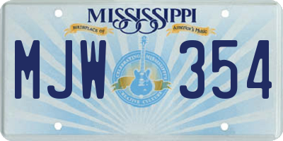 MS license plate MJW354