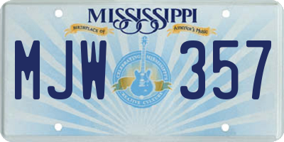 MS license plate MJW357