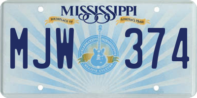 MS license plate MJW374