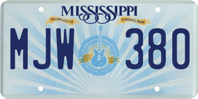 MS license plate MJW380