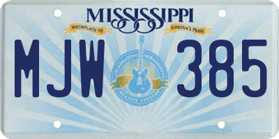 MS license plate MJW385