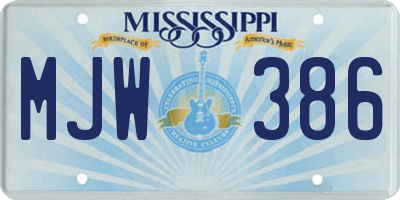 MS license plate MJW386