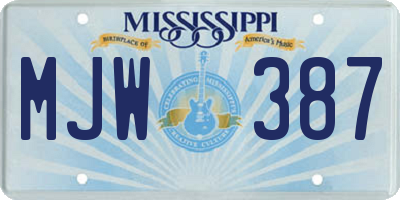MS license plate MJW387