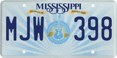 MS license plate MJW398