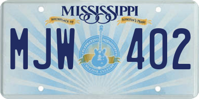 MS license plate MJW402