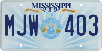 MS license plate MJW403