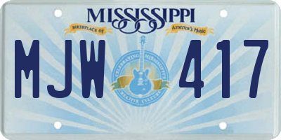 MS license plate MJW417