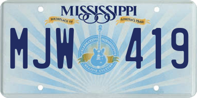 MS license plate MJW419