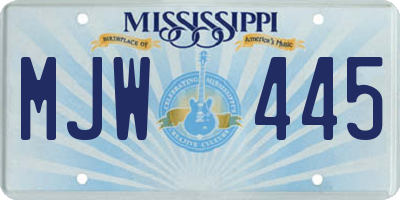 MS license plate MJW445