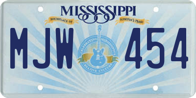 MS license plate MJW454