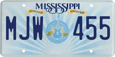 MS license plate MJW455