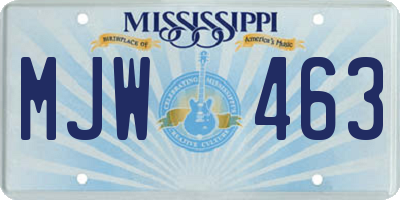 MS license plate MJW463