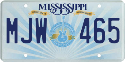 MS license plate MJW465