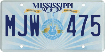 MS license plate MJW475