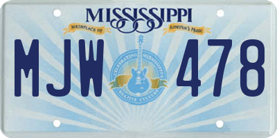 MS license plate MJW478