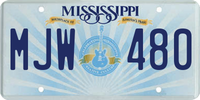 MS license plate MJW480