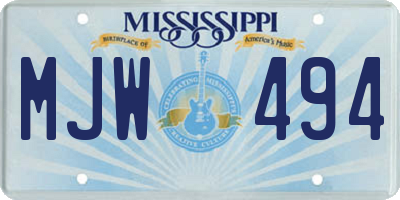 MS license plate MJW494