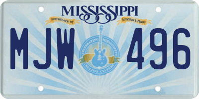 MS license plate MJW496