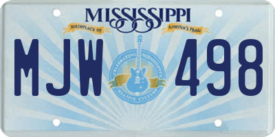 MS license plate MJW498