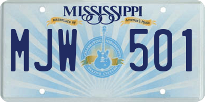 MS license plate MJW501