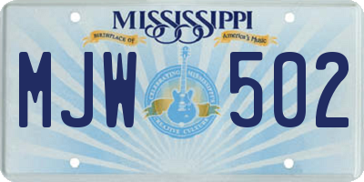 MS license plate MJW502