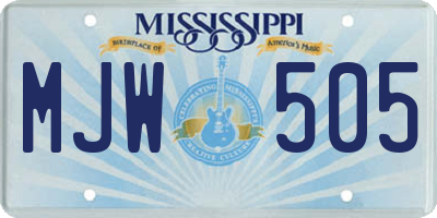 MS license plate MJW505