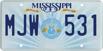 MS license plate MJW531