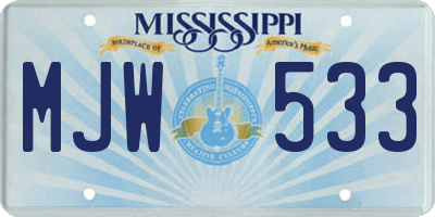 MS license plate MJW533
