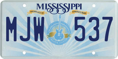 MS license plate MJW537