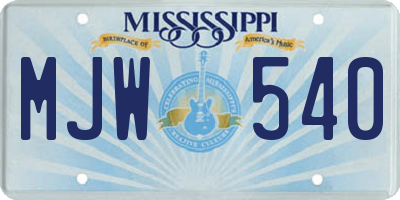 MS license plate MJW540