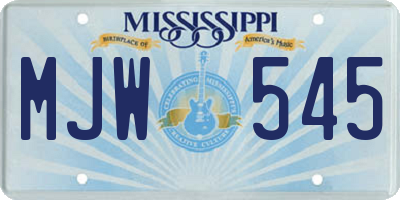MS license plate MJW545