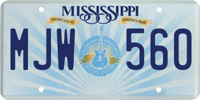 MS license plate MJW560