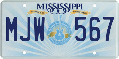 MS license plate MJW567